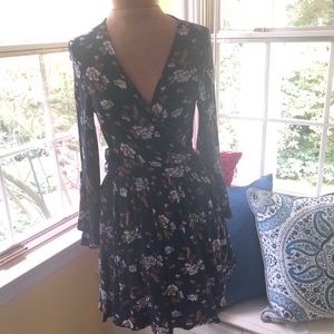 American Eagle Navy Floral Wrap Dress